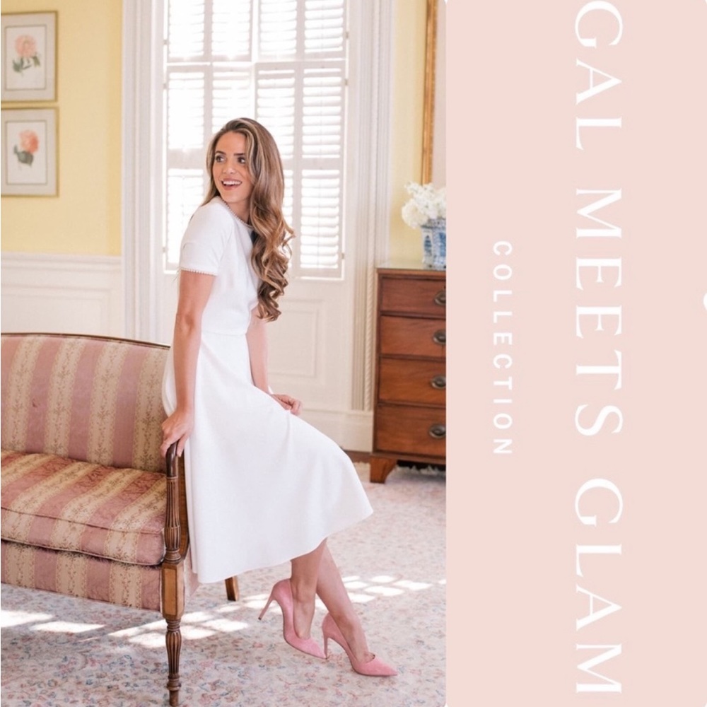 Gal Meets Glam White Pearl Midi Dress size 10